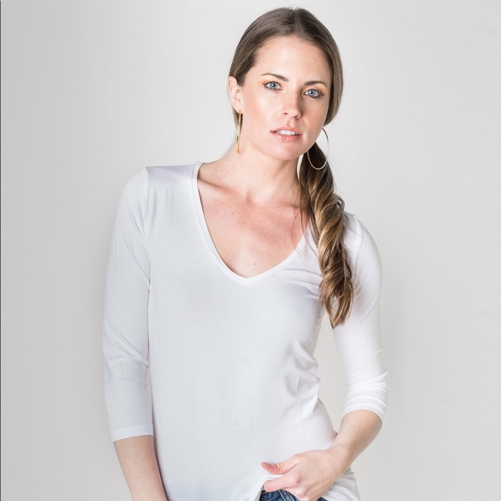 Basic white v-neck